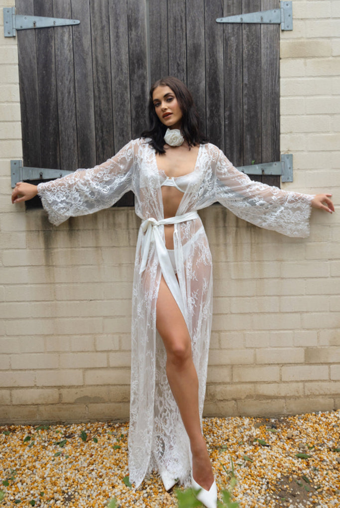 Lace Bridal Robe | Classic Lace robe for the Bride | French Lace Bride Robe