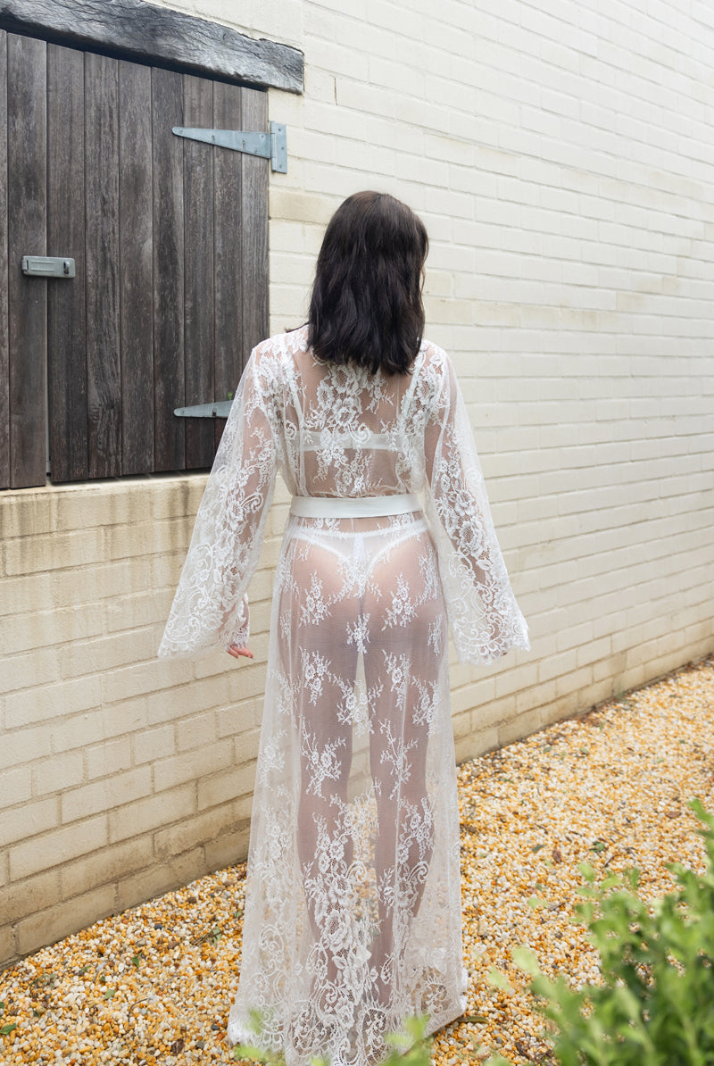 Lace Bridal Robe | Getting Ready Wedding Robe | Bride Lace Robe