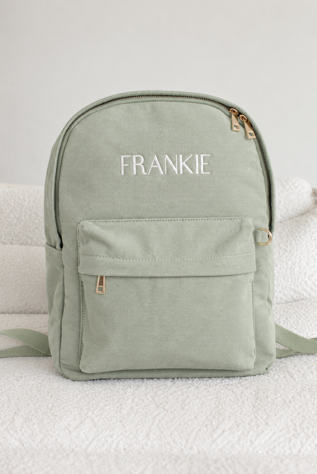 Personalised Sage Green Backpack | Kids back to school bag