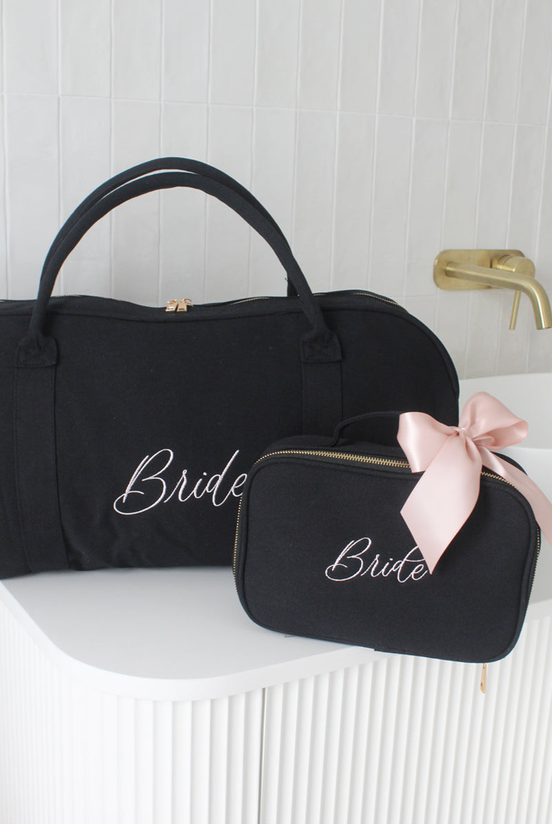 Personalised Duffle Bag Black | Black Custom Bag Set