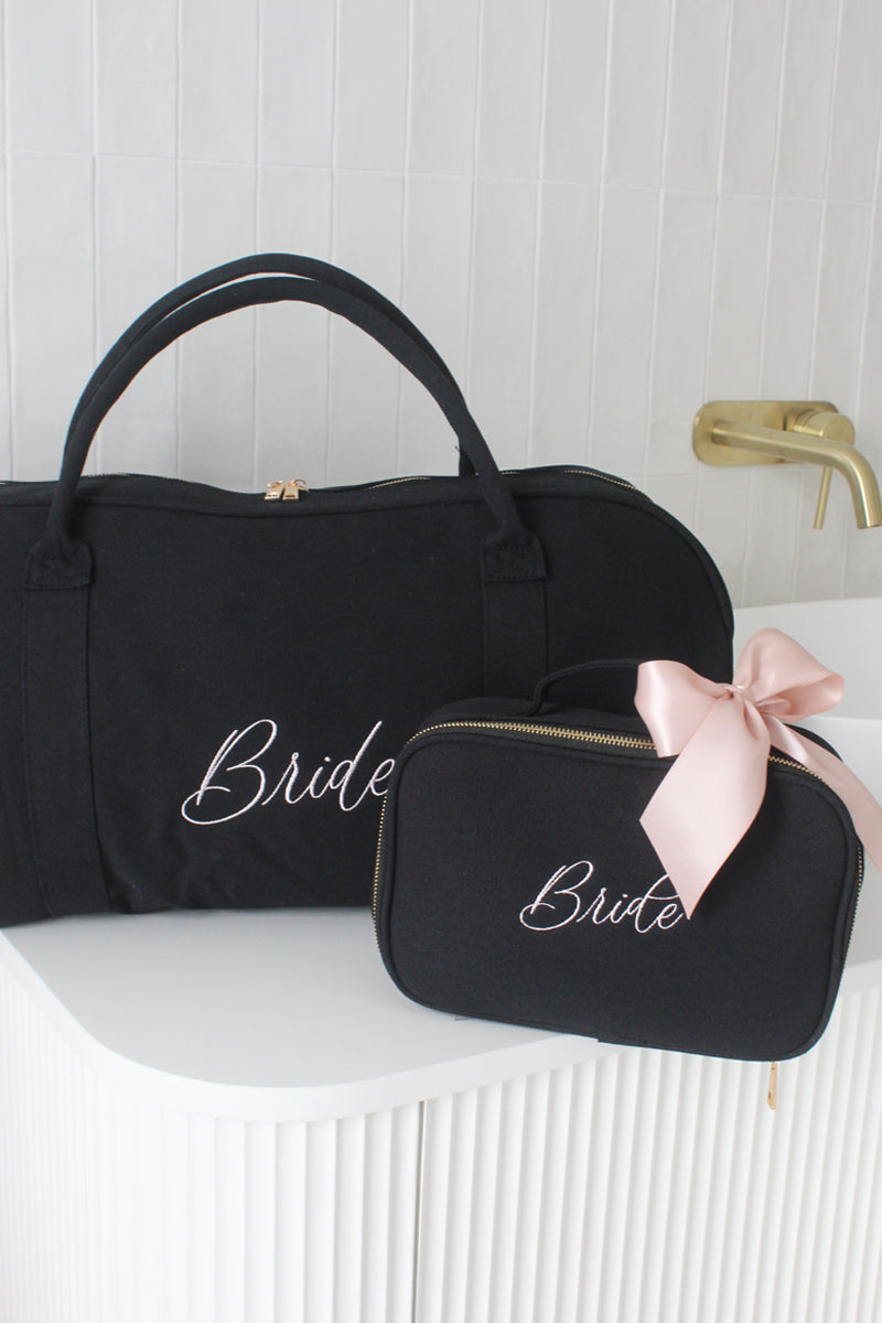 Personalised Duffle Bag Black | Black Custom Bag Set
