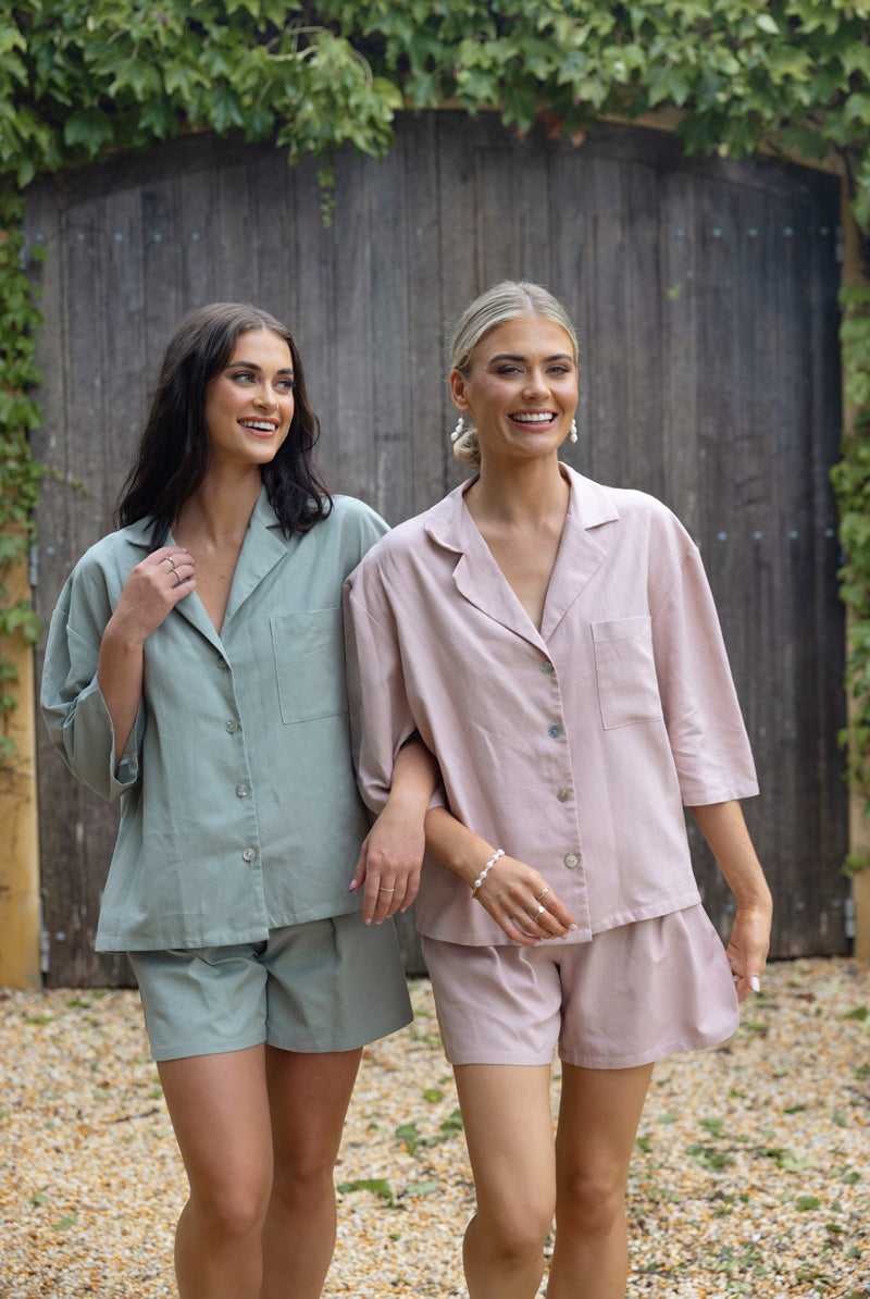 Linen Bridesmaid Pyjamas | Rose Linen Lounge Set