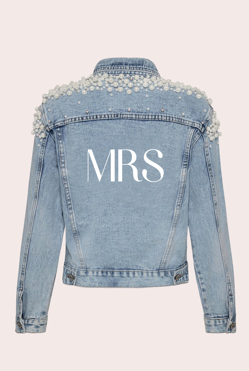 MRS Pearl Denim Jacket | Bridal Denim Jacket for wedding day