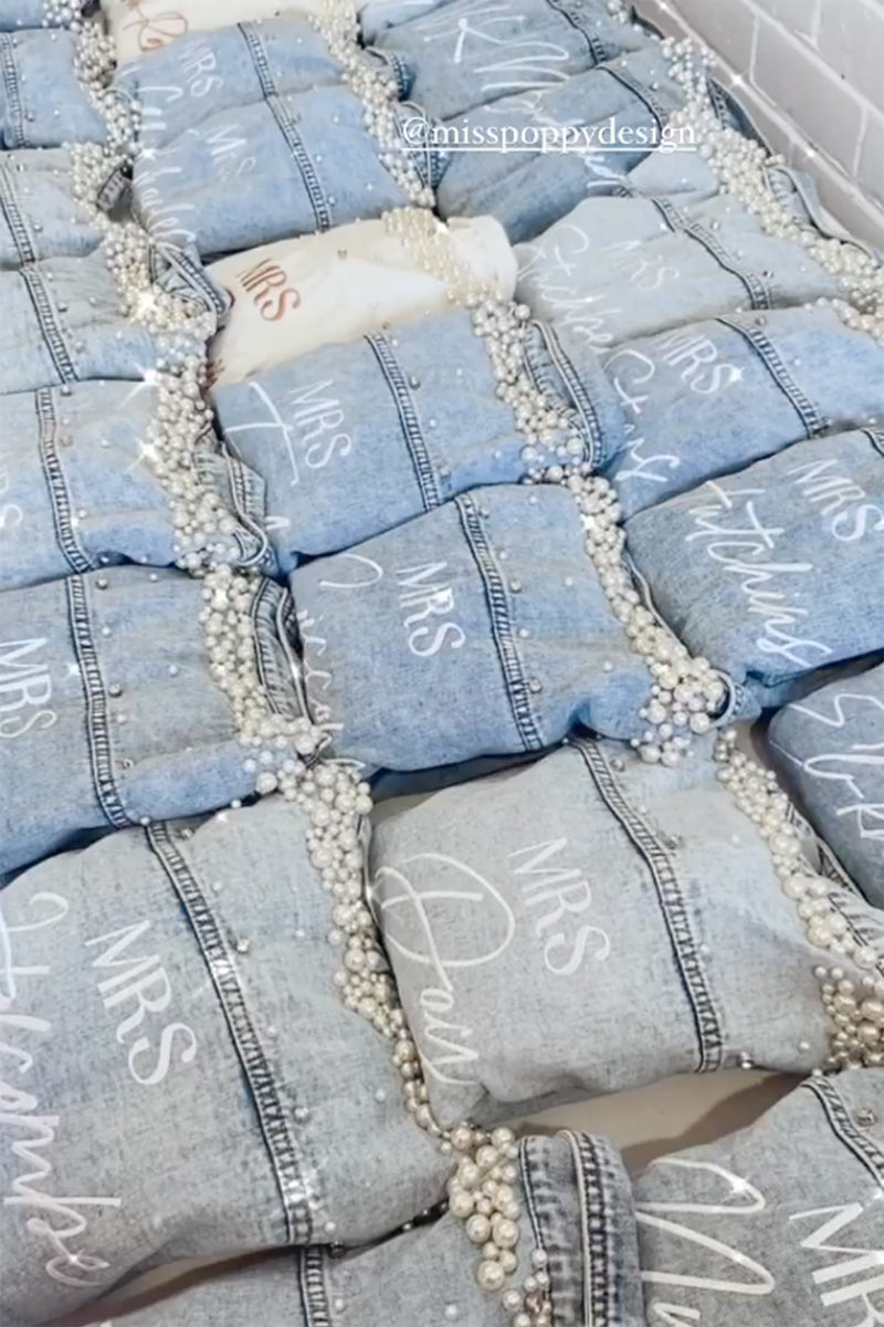 Personalised Bridal Jackets | Custom Made Pearl Denim Jackets