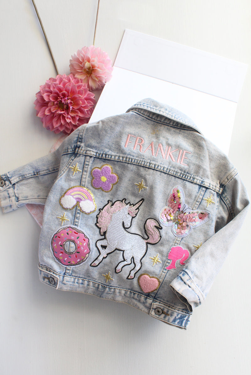 Personalised Girls Denim Jacket with Patches