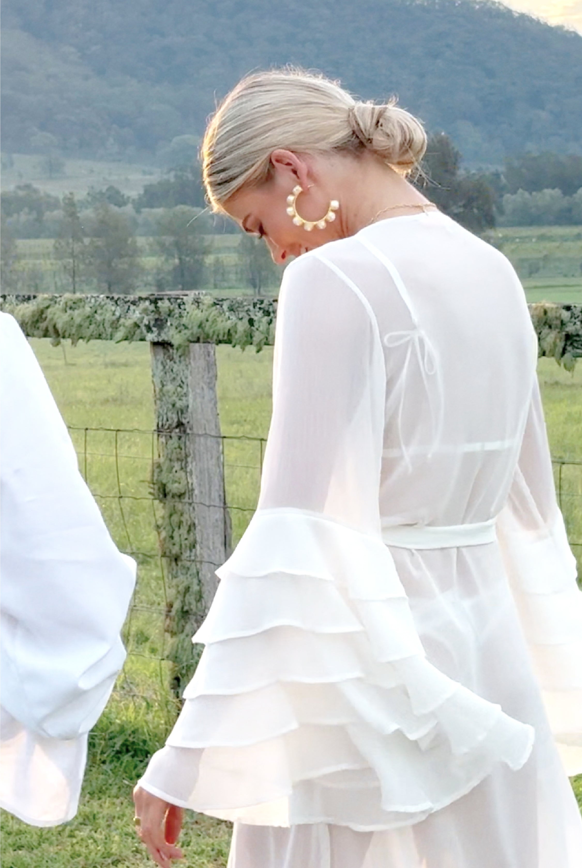 Ruffle Sleeve Bridal Robe | White robe for the Bride