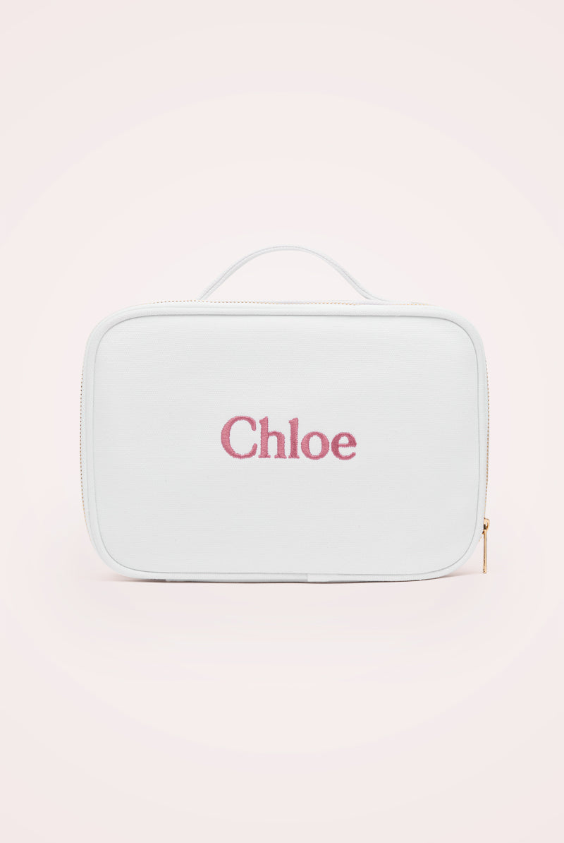 Personalised Makeup Bag | White Customised Vanity Bag
