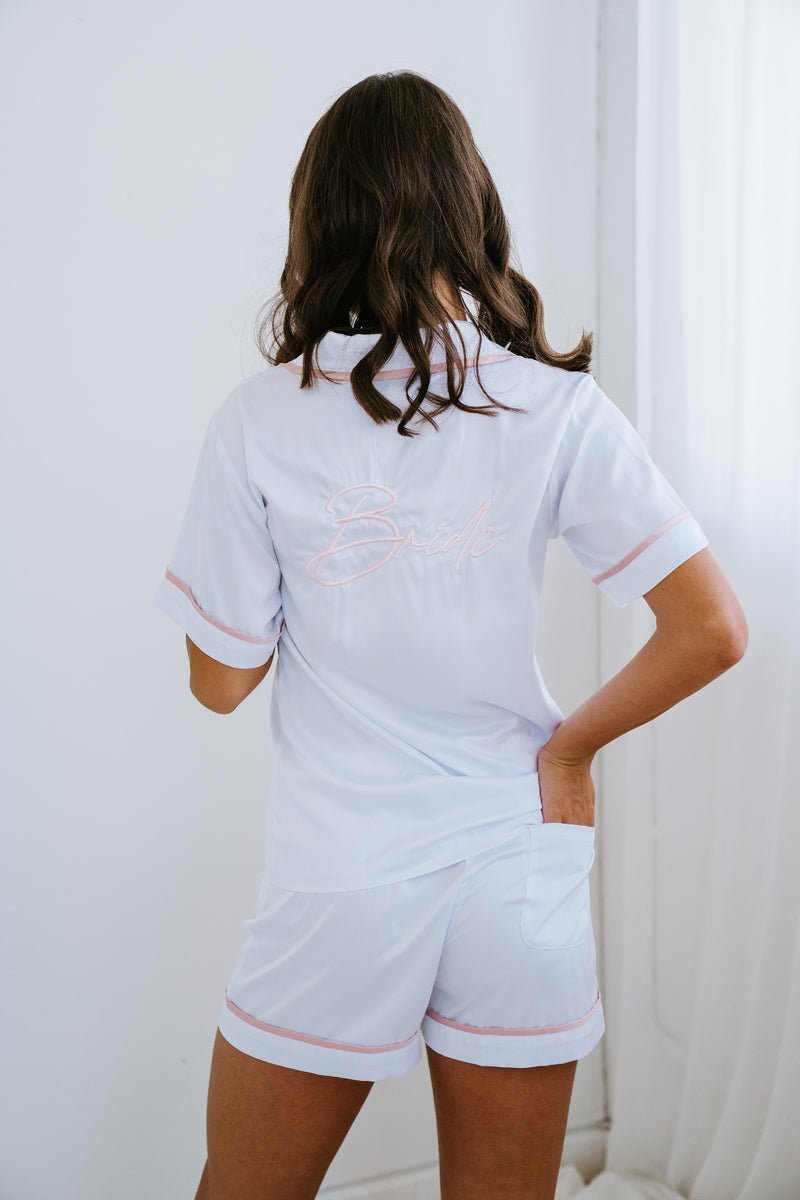 White Satin Bridesmaid Pyjamas | White Bride PJs
