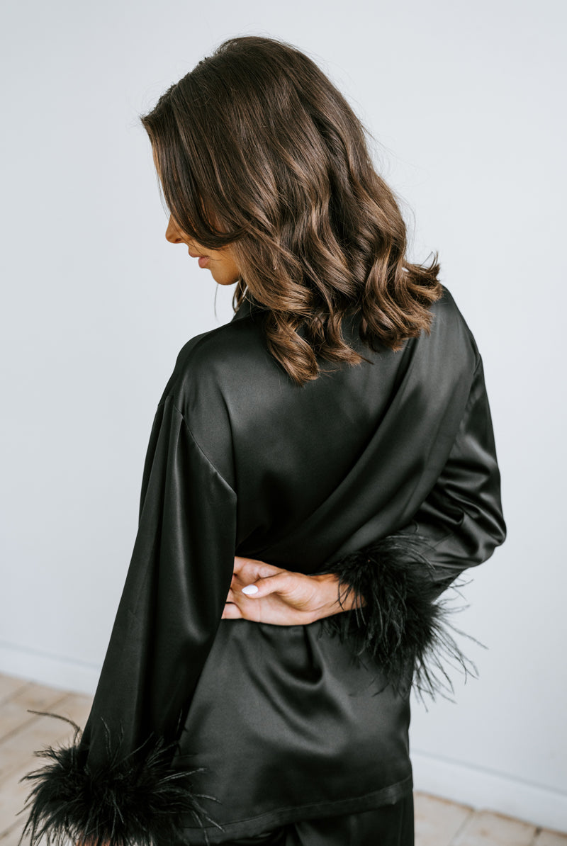 Feather Pyjamas | Feather trim PJs | Feather Pyjamas Australia