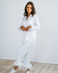Feather Pyjamas White | Bride Feather Pyjamas Australia
