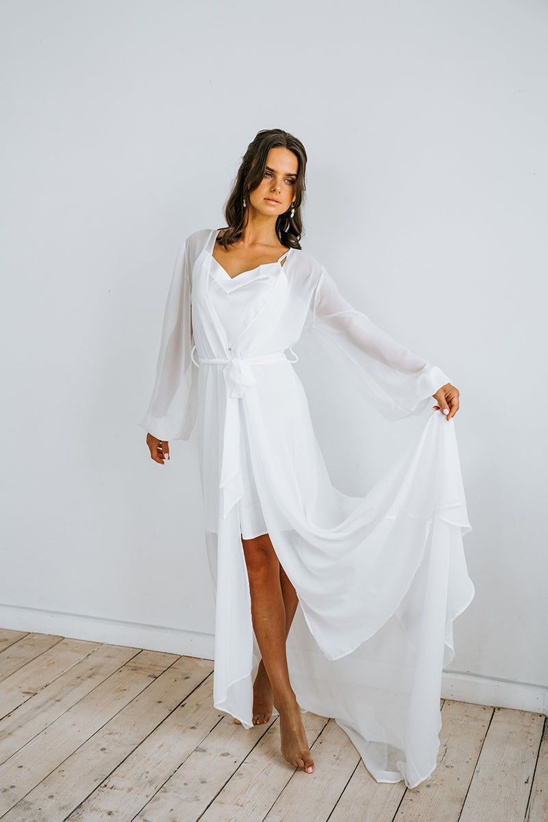 Bridal Robe | Getting Ready Robe | Long White Robe