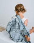Personalised Kids Jacket | Kids Pearl Denim Jacket | Flower Girl Jacket
