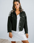Black Pearl Denim Jacket | Bridal Jacket | Bridal Denim Jacket