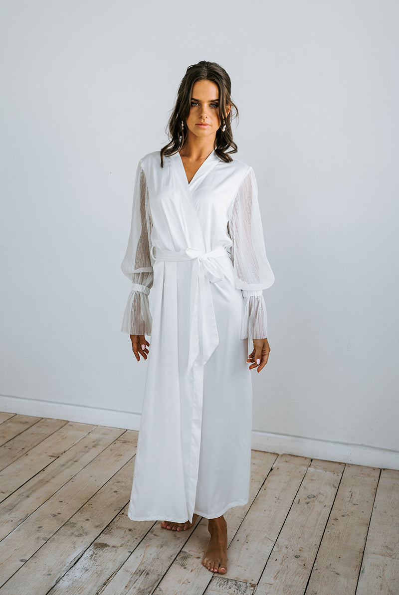 Pleated Sleeve Robe | Bridal Robe | Bridal Robes Australia