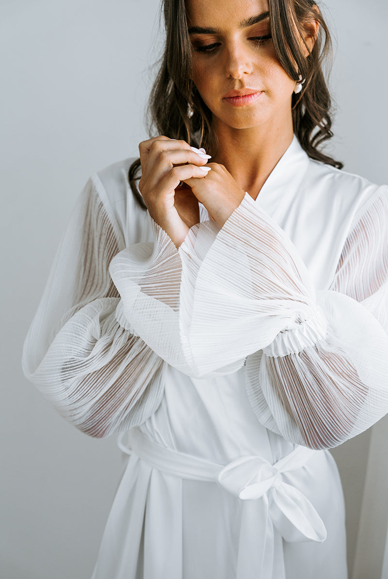 Pleated Sleeve Robe | Bridal Robe | Bridal Robes Australia