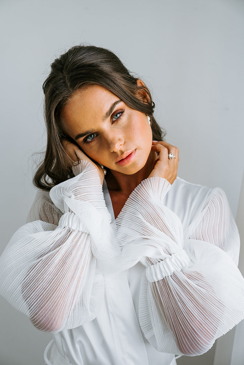Pleated Sleeve Robe | Bridal Robe | Bridal Robes Australia