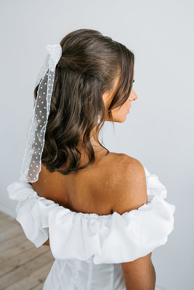 Polka Dot Bridal Bow | Wedding Bow | Bridal Hair Bow