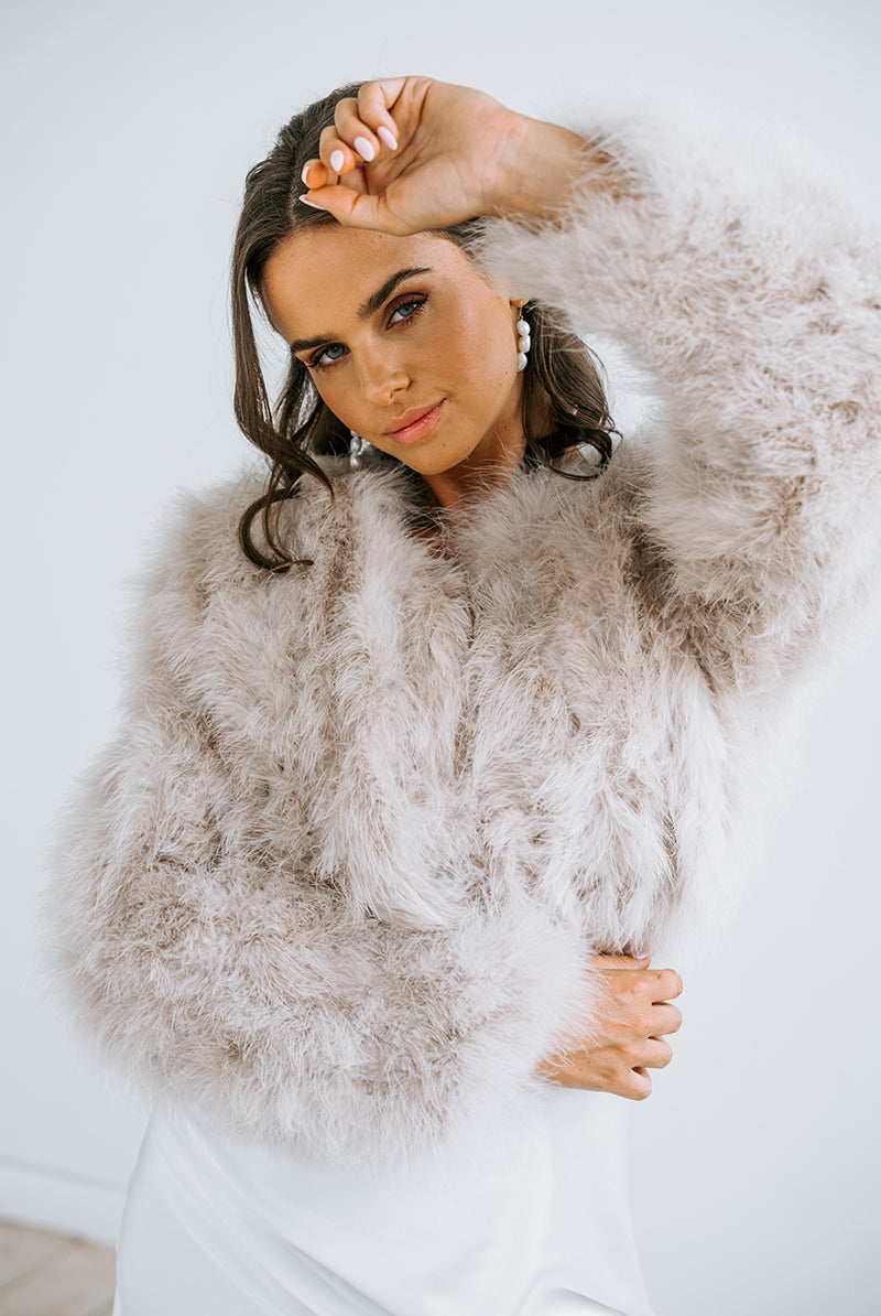 Bridal Jacket | Wedding Day Jacket | Feather Jacket | Fur Bride Jacket