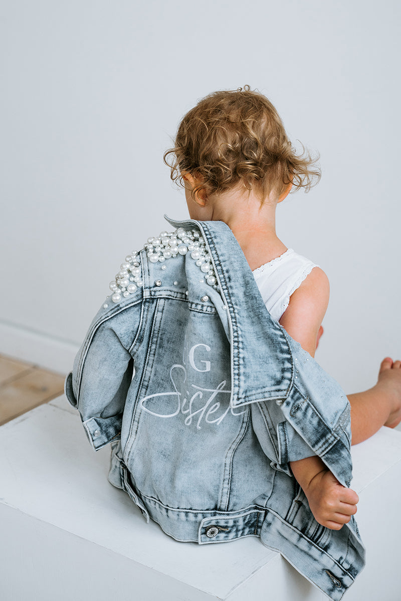 Personalised Kids Jacket | Kids Pearl Denim Jacket |