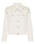 Customised Pearl Denim Jacket White