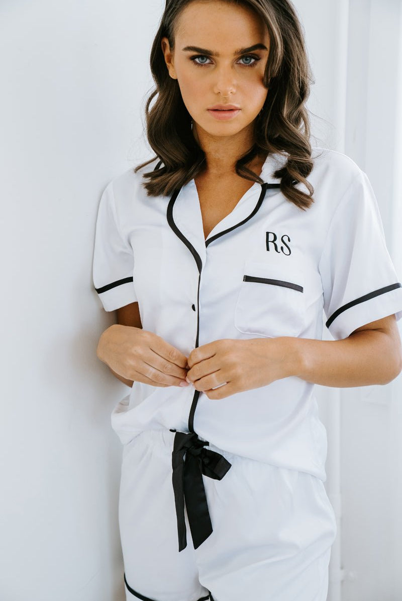 White Satin Bridesmaid Pyjamas | Bridesmaid PJ Set