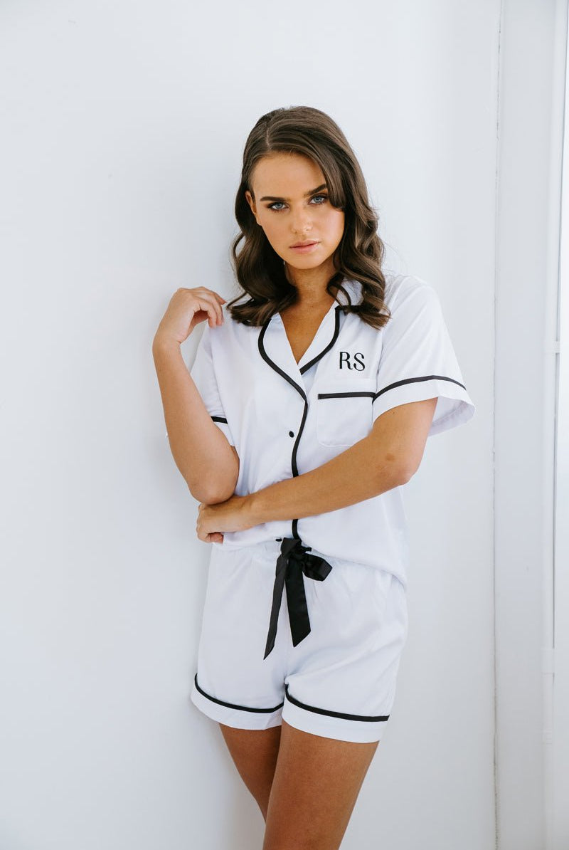 White Satin Bridesmaid Pyjamas | Bridesmaid PJ Set