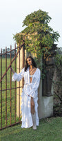 Linen Ruffle Bridal Robe | White Bride Robe
