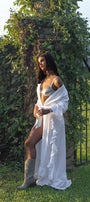 Linen Ruffle Bridal Robe | White Bride Robe