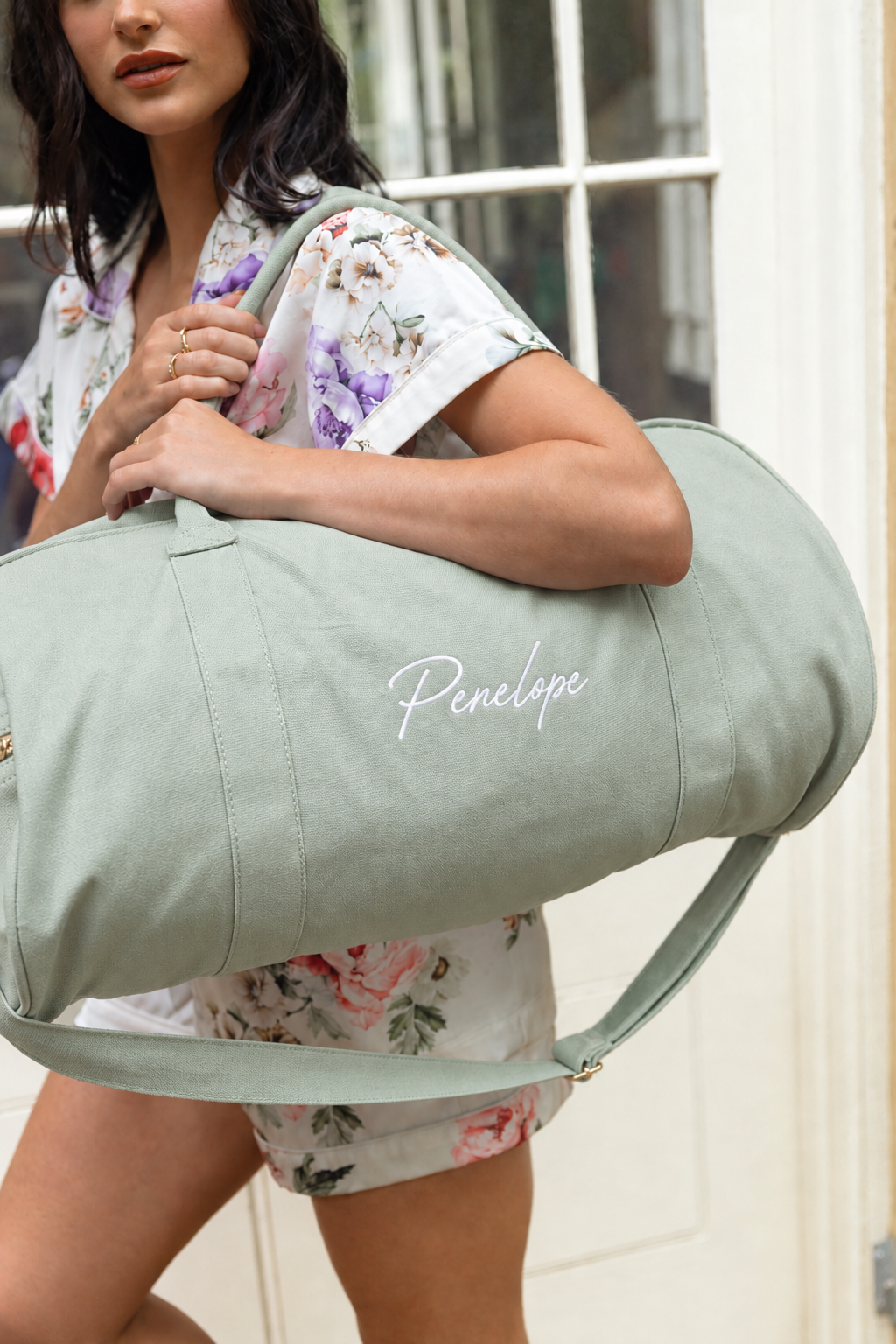 Sage Green Personalised Duffle Bag | Custom Bag Australia