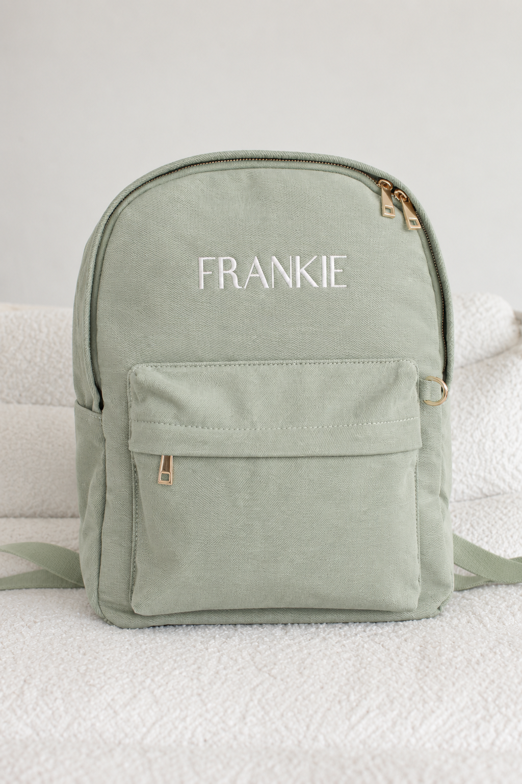 Personalised Sage Green Backpack | Kids back to school bag