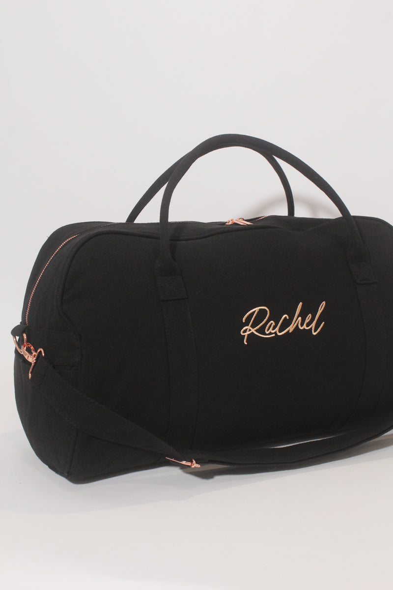 Personalised Duffle Bag | Black Customised Overnight Bag | Gym Bag with Monogram