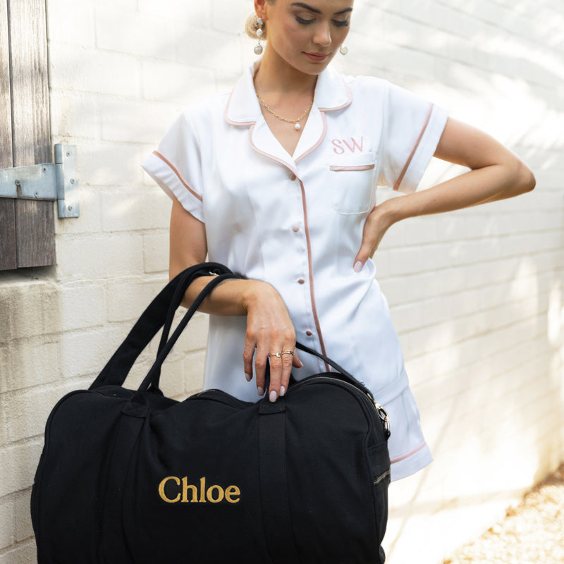 Personalised Black Duffle Bag

