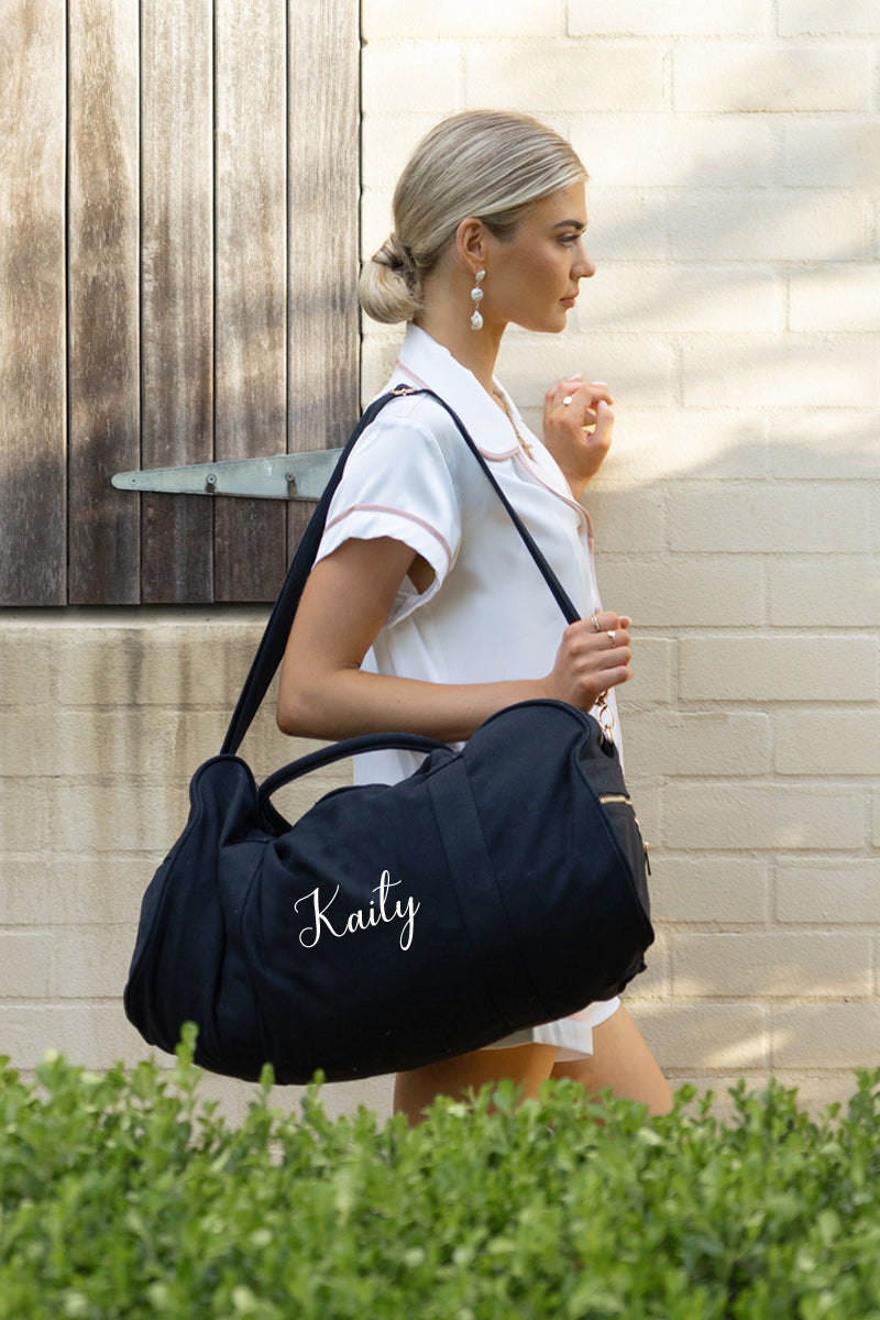 Black Personalised Duffle Bag with Name