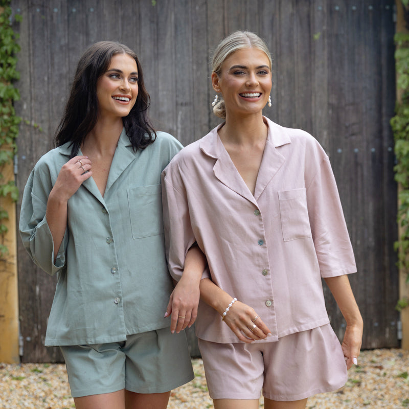 Linen Bridesmaid Pyjamas | Rose Linen Lounge Set
