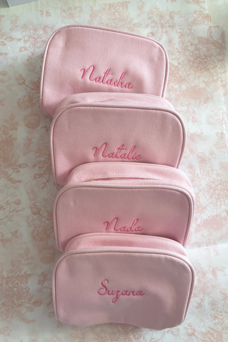 Personalised Makeup Bags in Blush Pink