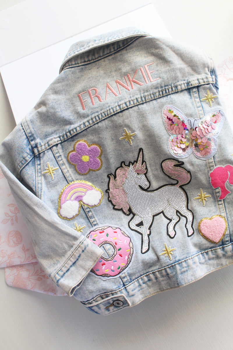 Customised Kids Denim Jacket with Patches