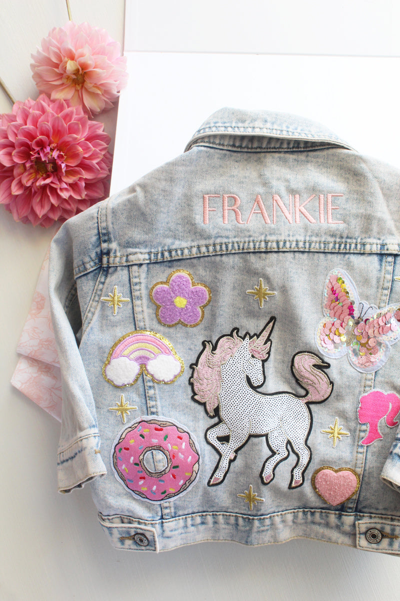 Customised Kids Denim Jacket with Name and Patches