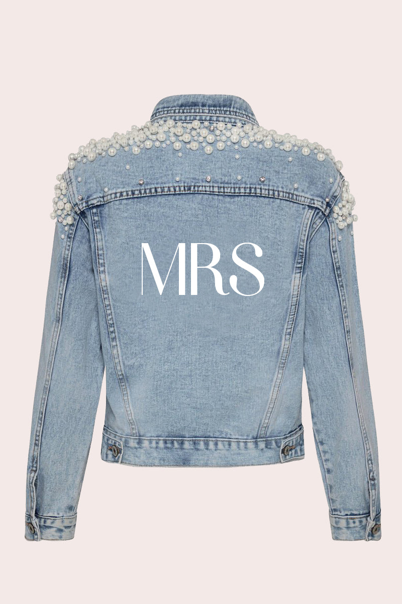 MRS Pearl Denim Jacket | Bridal Denim Jacket for wedding day