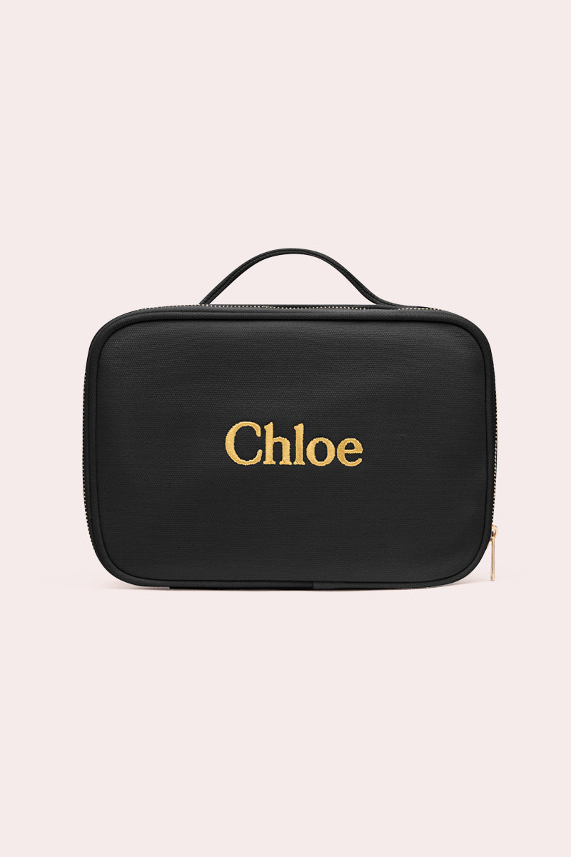 Personalised Black Makeup Case | Monogrammed Vanity Bag