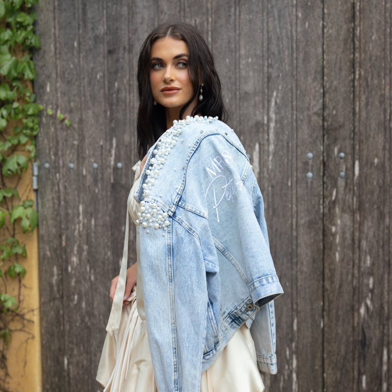 Personalised Bridal Jacket | Pearl Bride Jacket
