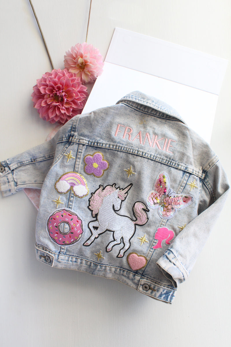 Personalised Girls Denim Jacket with Patches