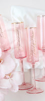 Bridal Party Flutes | Bridesmaid Glasses Australia | Pink Champagne Flutes