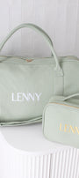 Personalised Duffle Bag Set in Sage Green | Custom Duffle Bags