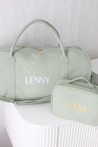 Personalised Duffle Bag Set in Sage Green | Custom Duffle Bags