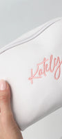 Personalised Makeup Bag White | Embroidered Bags