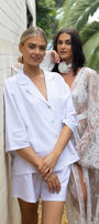 White Linen Bridesmaid Pyjamas | Linen Bridal Sleepwear