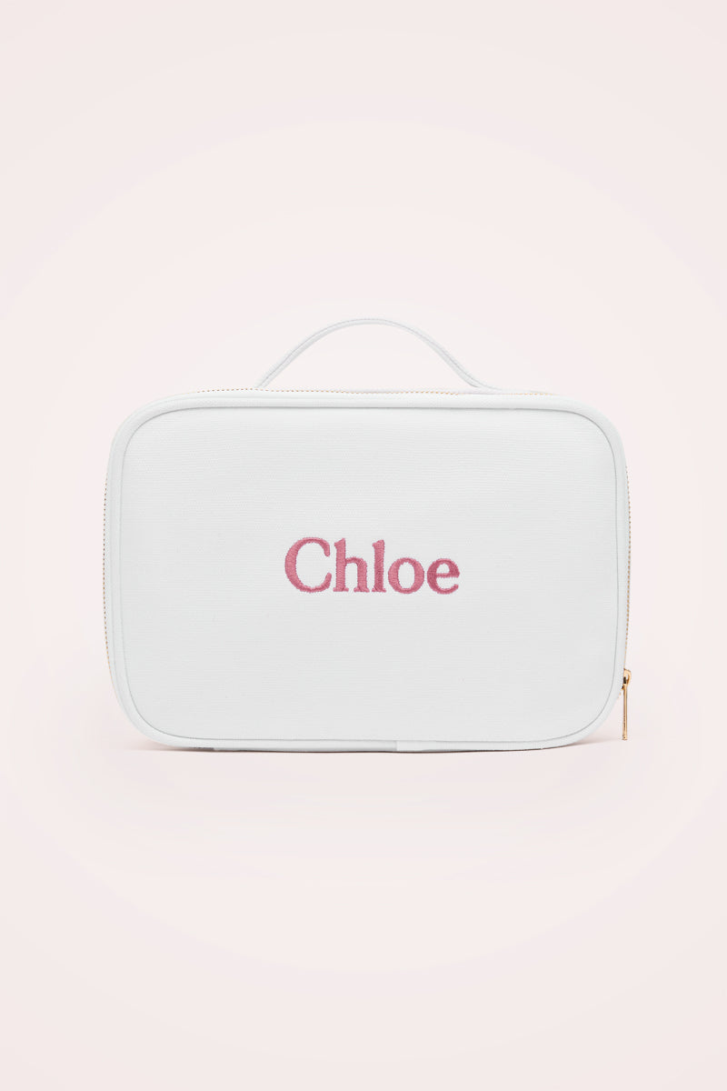 Personalised Makeup Bag | White Customised Vanity Bag