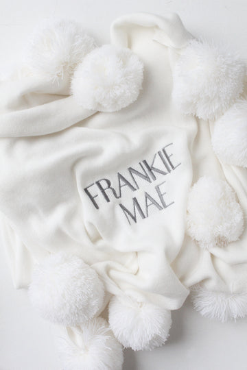 Personalised Baby Blanket - Pom Pom | Personalised Baby Gift