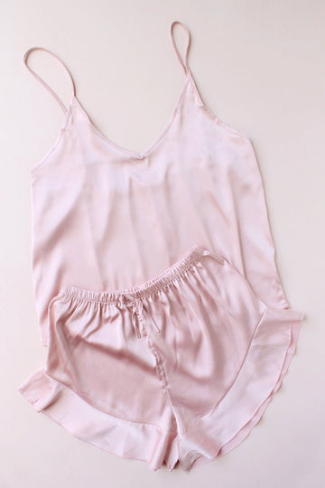 Evalie Personalised Ruffle Cami Set - Dusty Rose