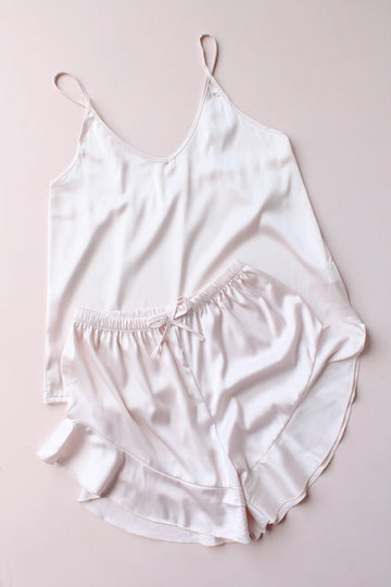 Evalie Personalised Ruffle Cami Set - Blush